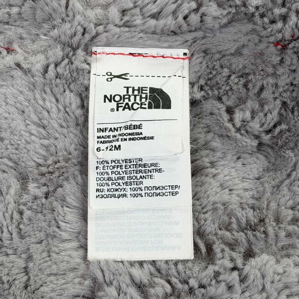 The North Face Infant 6-12M Reversible Jacket Teal Grey Quilted Fleece Hooded - Picture 6 of 8